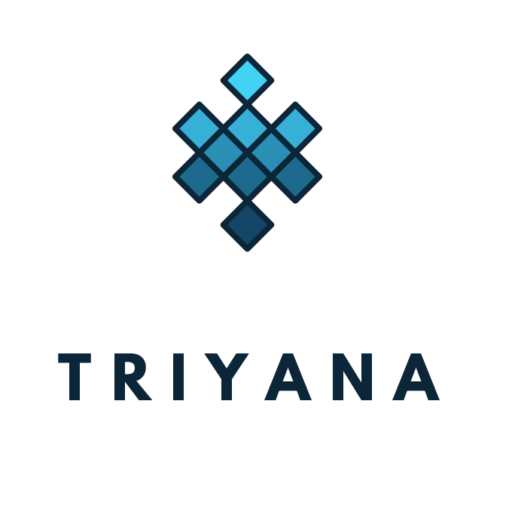 Rombo de colores diversos en azul con el nombre de Triyana