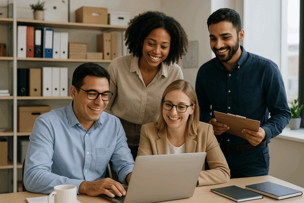 Personas en una reunión de trabajo de forma colaborativa